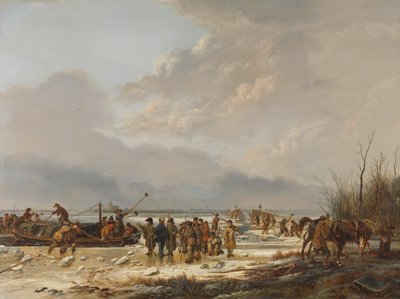 Breaking the Ice on the Karnemelksloot, Naarden, 1814. január alkotó: Pieter Gerardus van Os