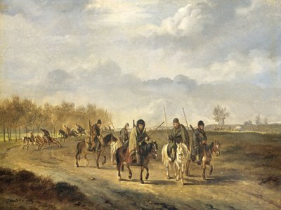 Kozákok egy országúton, Bergen közelében, Észak-Hollandiában, 1813 alkotó: Pieter Gerardus van Os