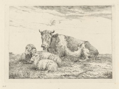 Alvó tehén juhokkal és bárányokkal alkotó: Pieter Gerardus van Os