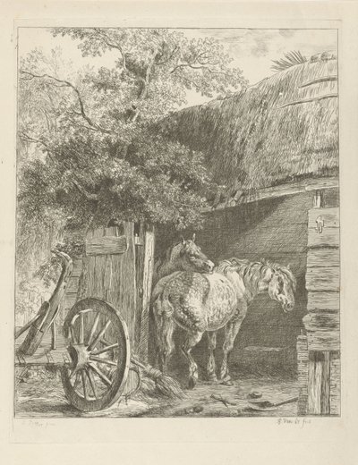 Két ló egy istállóban alkotó: Pieter Gerardus van Os
