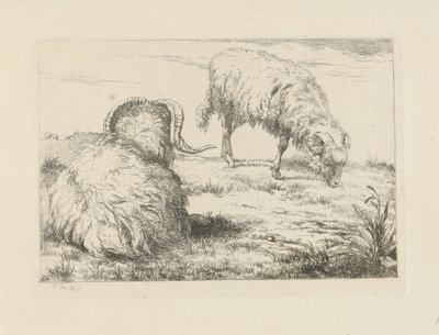Két kos a réten Birkák és kecskék (sorozat címe) alkotó: Pieter Gerardus van Os
