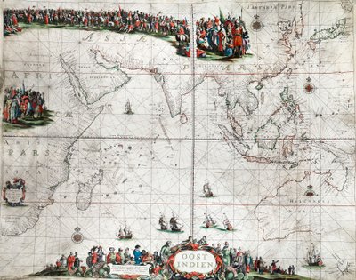 Kelet-India térképe, 1666 körül (színes metszet) alkotó: Pieter Goos