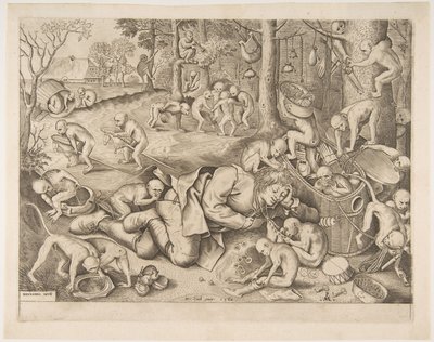 A majmok által kirabolt kereskedő, 1562 alkotó: Pieter Heyden van der
