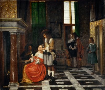 Kártyajátékosok pazar belső térben alkotó: Pieter Hooch de