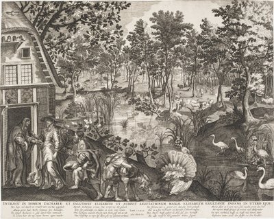 Látogatás erdős tájban alkotó: Pieter II de Jode