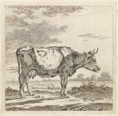 Táj egy tehénnel a vízparton alkotó: Pieter Janson
