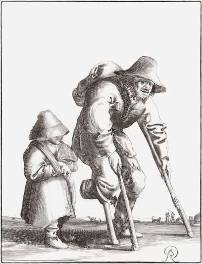 Nyomék koldus gyerekkel (metszet) alkotó: Pieter Jansz (after) Quast