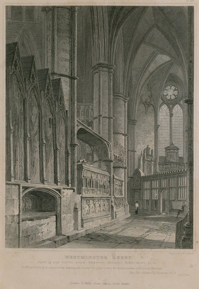 Kilátás a déli folyosóra, amely Sebert emlékművét, Westminster Abbey-t mutatja alkotó: Pieter Jansz. Quast