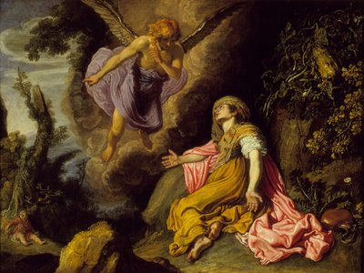 Hágár és az angyal, 1614 (olaj, fa) alkotó: Pieter Lastman