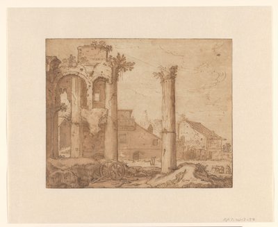 Nerva fóruma Rómában, Minerva templomából nézve alkotó: Pieter Lastman