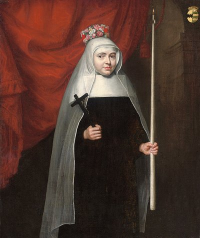 Egy feszületet és gyertyát tartó apáca portréja, 1678 alkotó: Pieter Leermans