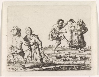 Két táncoló parasztpár alkotó: Pieter Nolpe