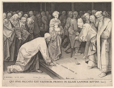 Krisztus és a házasságtörésen elhurcolt asszony, 1579. alkotó: Pieter Perret