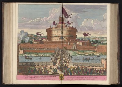 Engelenburcht aan de rivier de Tiber te Róma A legmagasabb Szent Angeli (nevezetesen Michaelis) kastély (...) (cím a tárgyon) alkotó: Pieter Schenk (I)