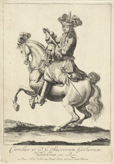 XI. Károly svéd király lovas portréja alkotó: Pieter Stevens (vermeld in 1689)
