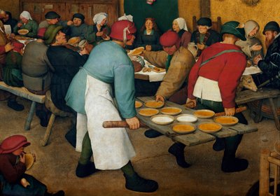 A nászút részlete. Tányérok egy tálcán. Pieter Bruegel (vagy Bruegel vagy Brueghel vagy Brueghel) festménye szerint az előbbi (1525-1569) alkotó: Pieter Bruegel the Elder