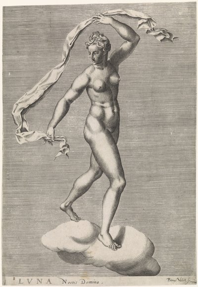 Diana mint Luna a felhőn Luna Noctis Domina (cím a tárgyon) A hét bolygó (cím az objektumon) alkotó: Pieter Valck