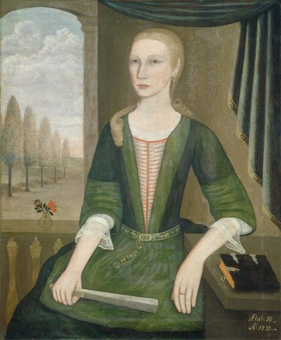 Fiatal hölgy legyezővel, 1737. alkotó: Pieter Vanderlyn