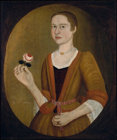 Fiatal hölgy rózsával, 1732. alkotó: Pieter Vanderlyn