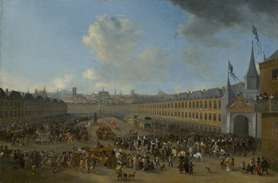 Verseny a párizsi Place des Vosges-en, 1665 körül. alkotó: Pieter Wouwerman