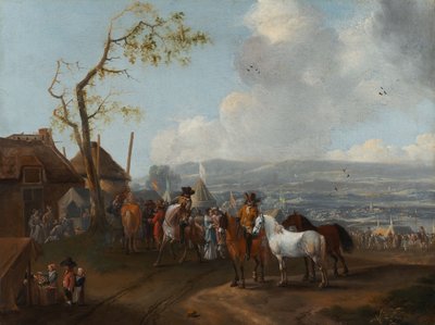 Tábori jelenet (olaj, vászon) alkotó: Pieter Wouwermans or Wouwerman