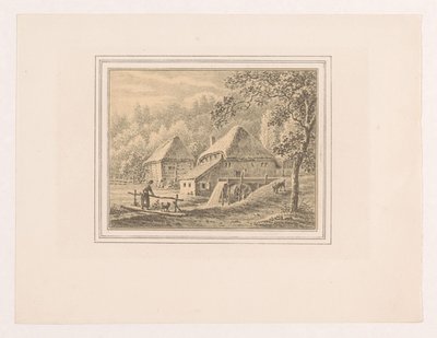 Tájkép vízimalommal és pajtával alkotó: Pieter de Goeje