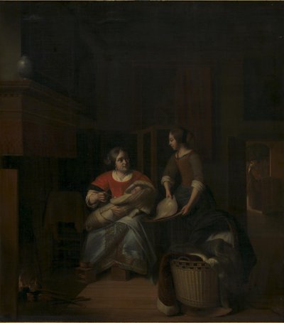 Egy háziasszony oktatja szobalányát alkotó: Pieter de Hooch
