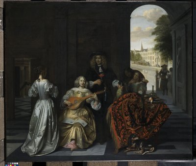 Zenés buli (olaj, vászon) alkotó: Pieter de Hooch