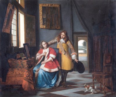 A betolakodó: Egy hölgy a vécéjében, meglepte a szeretője alkotó: Pieter de Hooch