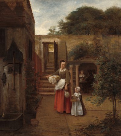 Nő és gyermek az udvaron, 16581660. alkotó: Pieter de Hooch