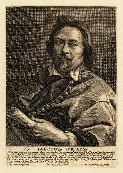 Jacques Jordaens, flamand festő, rajzoló és gobelintervező portréja, aki történeti festményeiről, műfaji jeleneteiről és portréiról ismert alkotó: Pieter de II Jode