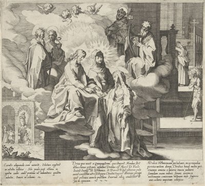Katalin megjelenik / Katalin esküvője / Catherine megosztja köpenyét Jelenetek Sienai Szent Katalin életéből és csodáiból (sorozat címe) Vita mors gesta, et miracula quaedam selecta B. CATHERINAE SENENSIS (...) (sorozat címe) alkotó: Pieter de Jode (I)