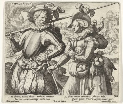 A kolerikus temperamentum Cholericvs (cím a tárgyon) A négy temperamentum (sorozat címe) alkotó: Pieter de Jode (I)