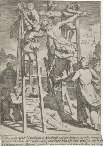 Kruisafneming Passie van Christus (sorozat címe) Passió és feltámadás (sorozat címe) alkotó: Pieter de Jode (I)