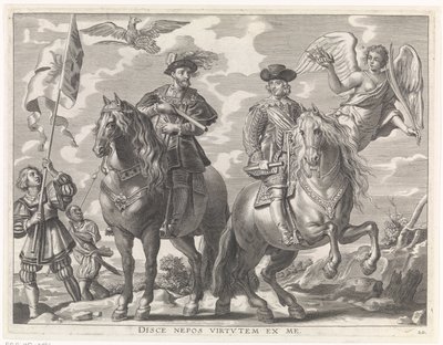 V. Károly és Ferdinánd lóháton A bíboros-csecsemő örömteli belépése Gentben, 1635 (sorozat címe) alkotó: Pieter de Jode (II)