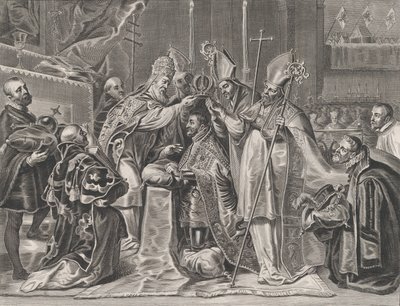 24. tábla: V. Károlyt a pápa császárrá koronázta, William Becanus Serenissimi P... című művéből, 1636. alkotó: Pieter de Jode II
