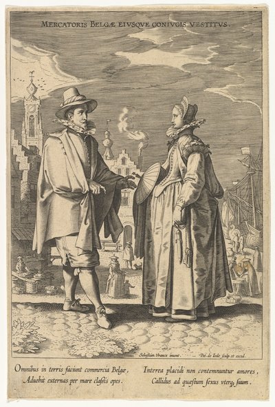 Belga kereskedő és házastársa ruhája, a Fashions of Different Nations.n.d. alkotó: Pieter de Jode I