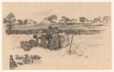 Dolgozó nők a területen alkotó: Pieter de Josselin