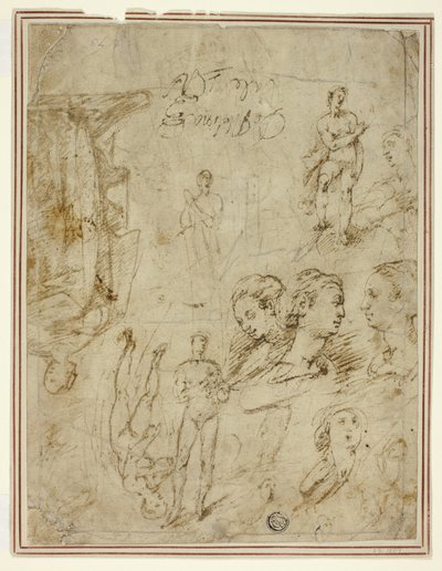 Figurák és fejek vázlatai alkotó: Pieter de Molijn