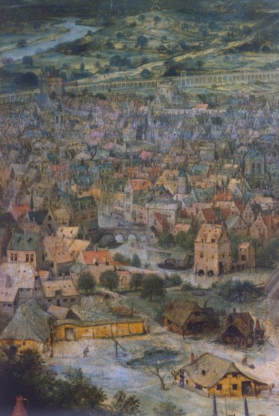 Város, részlet a Bábel tornyából alkotó: Pieter Bruegel the Elder