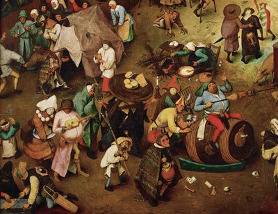Harc a farsang és a nagyböjt között (festmény tölgyfára) alkotó: Pieter the Elder Bruegel