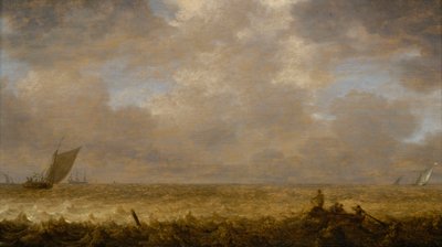 Sekély tenger halászhajókkal, 1640 körül (olaj, tábla) alkotó: Pieter the Elder Mulier