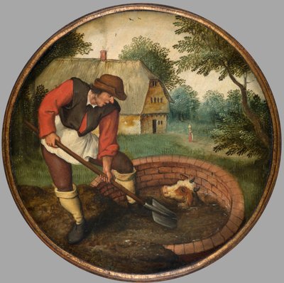 Túl késő a kutat kitölteni, miután a borjú megfulladt, 1594 körül (olaj a panelen) alkotó: Pieter the Younger Brueghel
