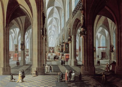 Antwerpeni katedrális belseje (olaj, vászon) alkotó: Pieter the Younger Neeffs