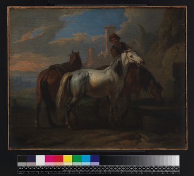 Lovak isznak a szökőkútnál, 1720 előtt alkotó: Pieter van Bloemen