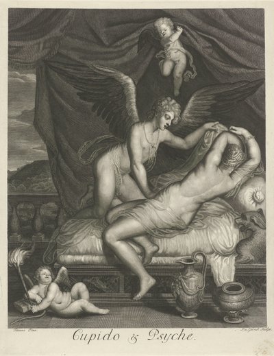 Ámor és psziché (cím a tárgyon) Mitológiai szerelmi történetek (sorozat címe) alkotó: Pieter van Gunst