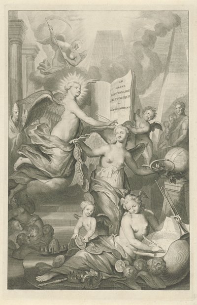 Hírnév, örökkévalóság és írásművészet Címlap: Louis Moréri, Le grand dictionaire historique, 1731 alkotó: Pieter van Gunst