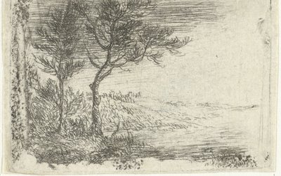 Német: Tájkép két fával alkotó: Pieter van Laer