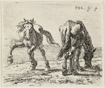 Német: Zwei Pferde auf einer Weide
Francia: Les deux chevaux au pâturage
Két ló a réten alkotó: Pieter van Laer