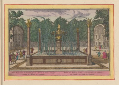 A töviskivonat szökőkútja az Aranjuez királyi palota kertjében A Harpyen és a Toonpluysertjen szökőkútja Aranjuesben (cím a tárgyon) Theatrum Hispaniae (...) (sorozat címe) alkotó: Pieter van den Berge